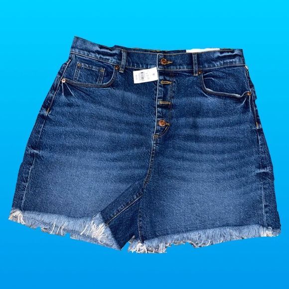 NWT Ann Taylor Loft Button Fly Hi Rise Cut Off Denim Shorts Size 30 - Picture 1 of 4